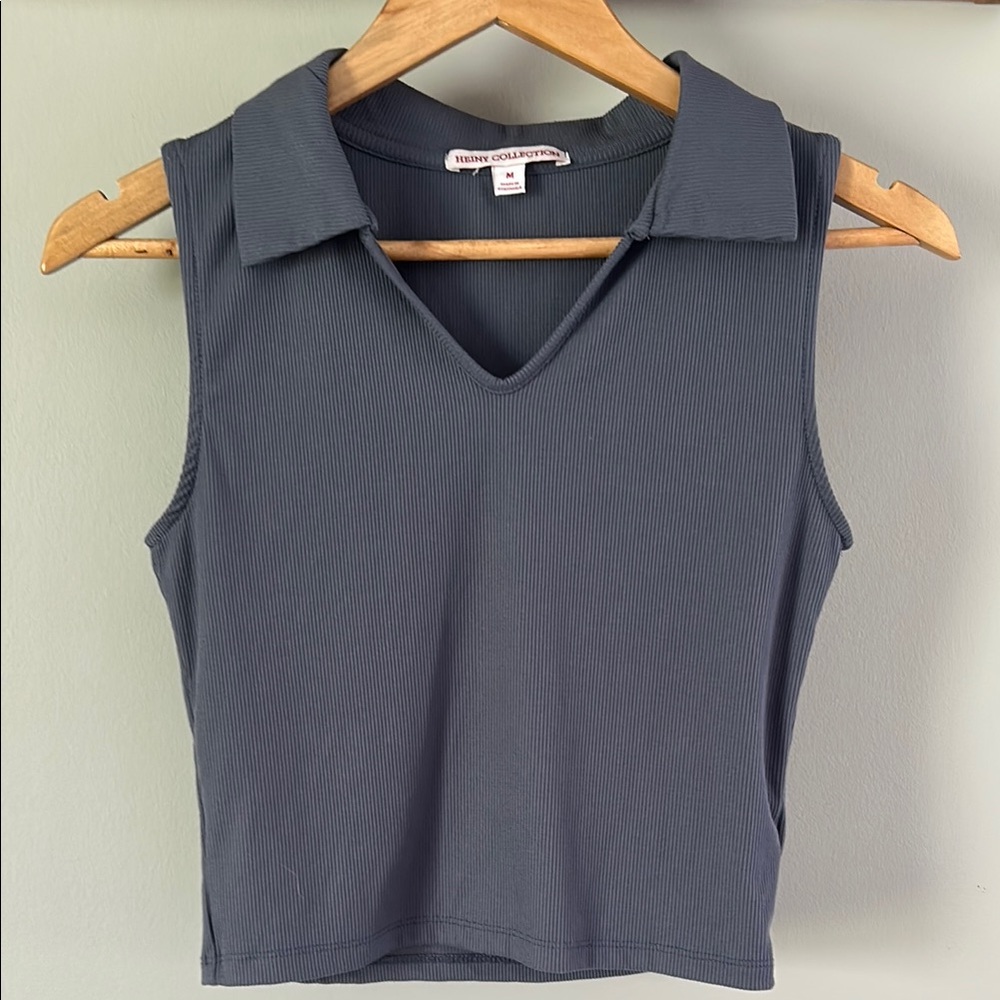 Gray Sleeveless Crop Tank